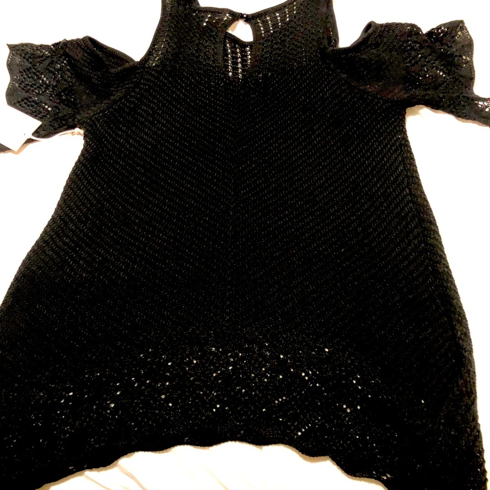 Women cold shoulder black sweater